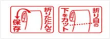 図:開封済みのスティックは、切口を折りたたんで閉め、冷蔵庫に保管し、なるべく早めにお使いください。繰り返しお使いの場合には、折りたたんだ折り目の下をカットすると使いやすいです。