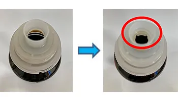 図:リケンのノンオイル® 青じそ190mlの注ぎ口の形状を変更しました。