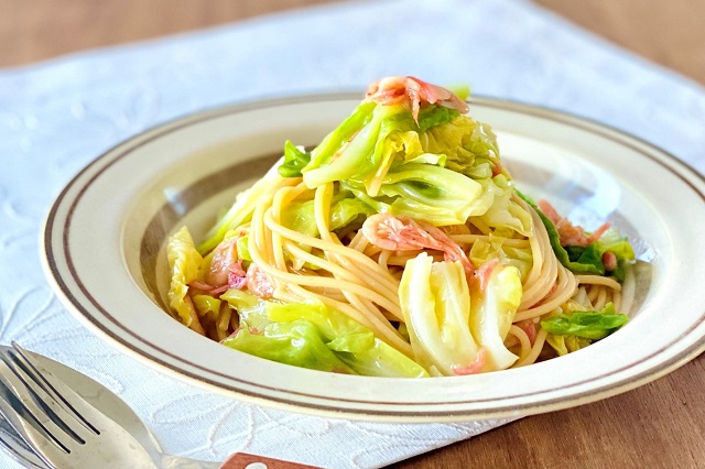 電子レンジで簡単！春キャベツの和風パスタ