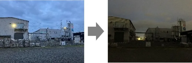 通常時とライトダウン実施時を比較した写真