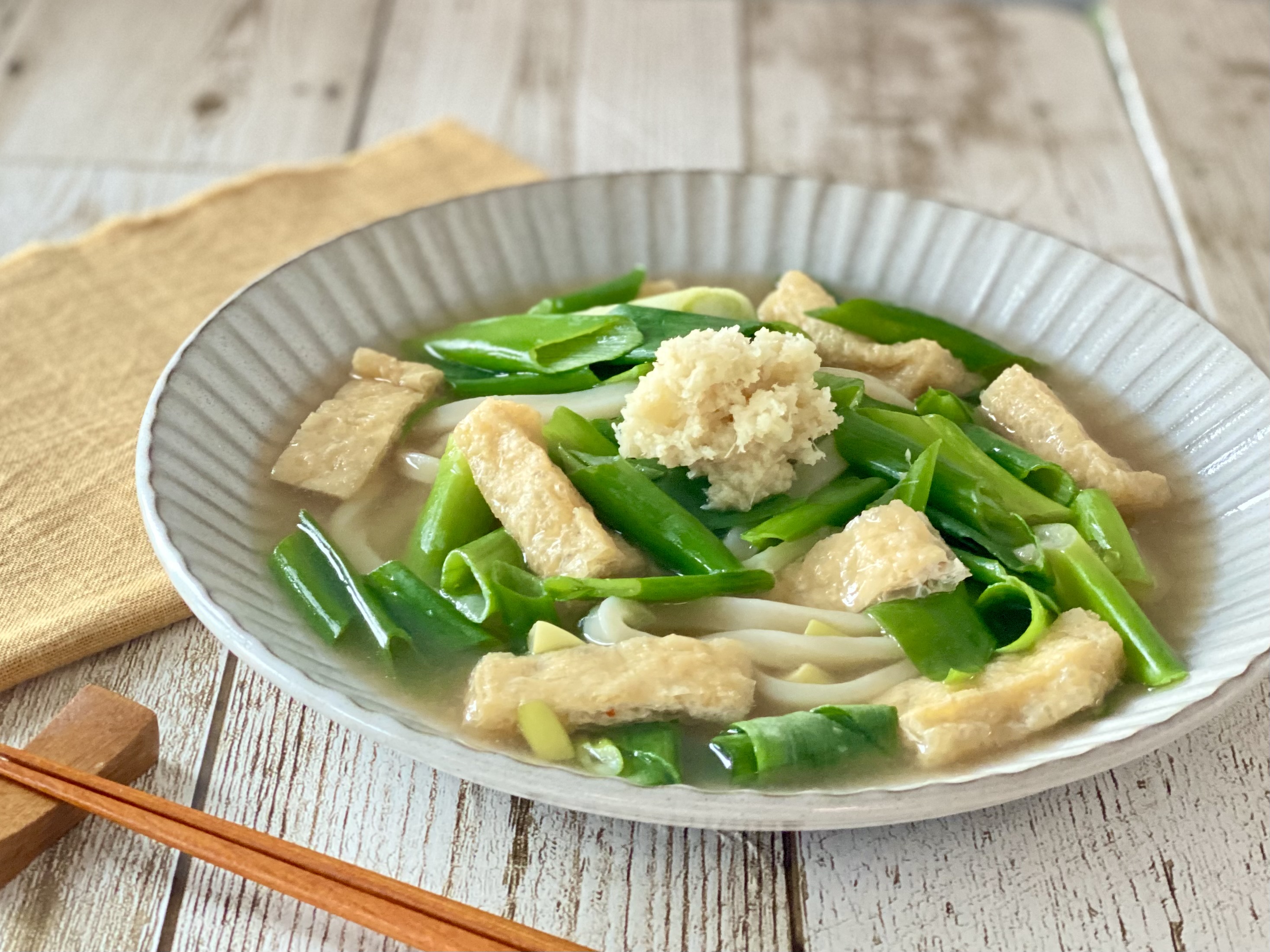 九条ねぎとお揚げのあんからめうどん