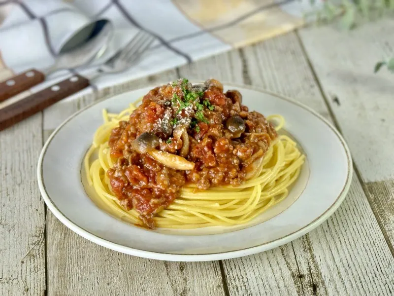 うまみたっぷり秋のミートソース