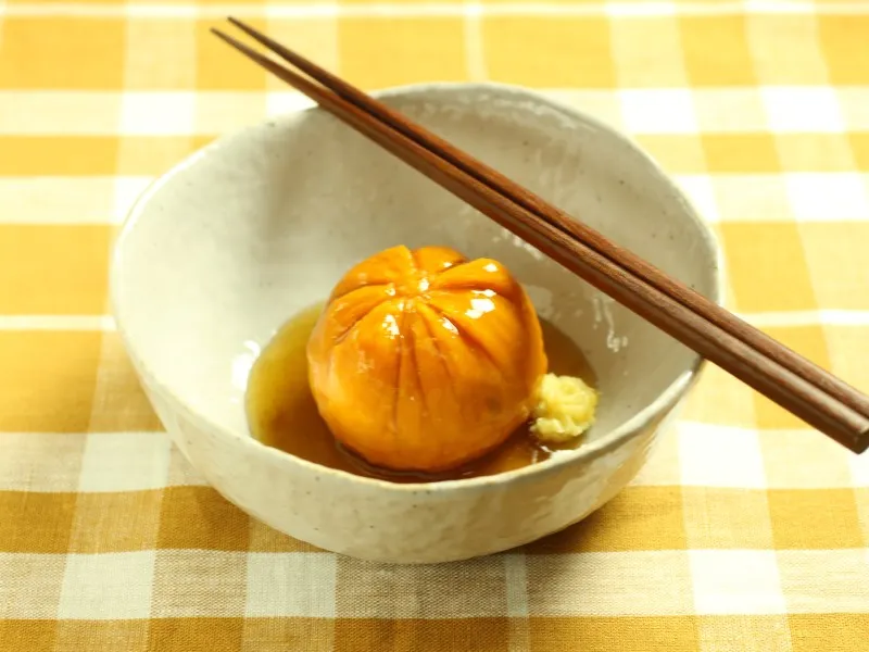 『素材力だし こんぶだし』使用レシピ「かぼちゃの茶巾」