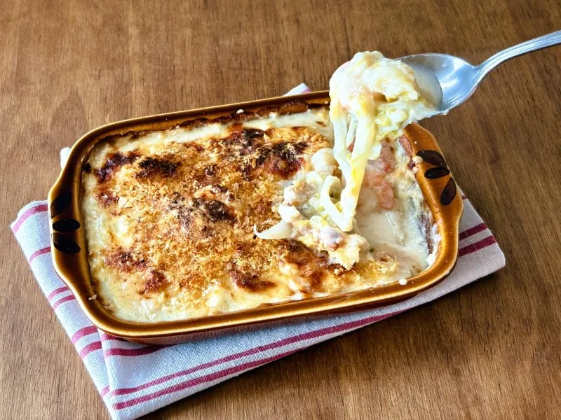 焼き白菜とエビのとろとろグラタン