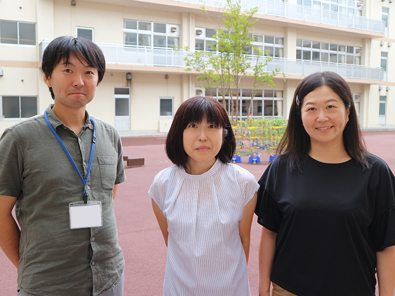 左から授業実施の尾身先生、赤間先生、岡本先生<br>ありがとうございました！